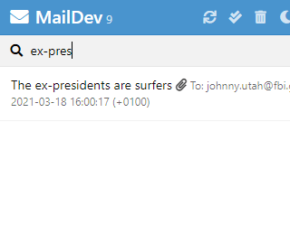 MailDev interface screenshot