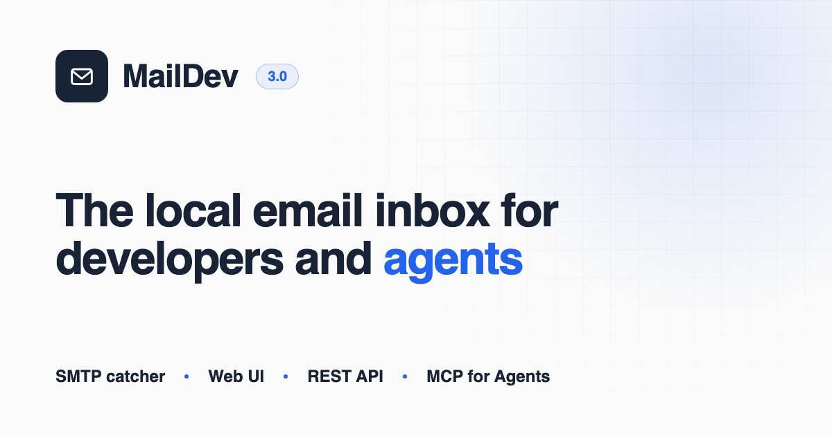 MailDev — Local SMTP server & email inbox for developers
